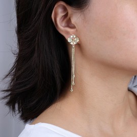 Chain Earrings Dangle Gold Tassel Earrings Resin Acrylic Cluster Flower Stud Earrings Long Chain Earrings Ball Chain Drop Earrings Wedding Long Earrings Prom Statement Earrings Jewellery Women