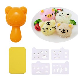 Cute Animal Sushi Mold - Rice Ball Shaper with Nori Seaweed Punch Cutter - DIY Kitchen Tools for Kids Bento Accessories