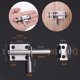 Saipor Set of 2 Stainless Steel Door Latches, Round Bar Latches, Door Bolts, Safety Door Locks, Sliding Barrel Bolts, Anti-Theft Lock Buckles, Slide Latches, For Various Doors and Furniture, Gate