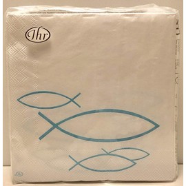 20 Servietten Cocktail Fisch PETROL türkis Kommunion Konfirmation Taufe Deko Tischdeko 25x25 cm