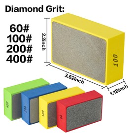 4pcs Diamond Hand Polishing Pads for Ceramic Tile Glass Wood Marble Grinding, Diamond Sanding Pads 60#, 100#,200#,400#