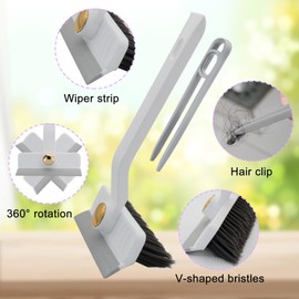 Feelorna 2Pcs Multi-Function Rotating Crevice Cleaning Brush, 360°Rotating No Dead Corners Hard Bristle Crevice Gap Brush Household Cleaning Brush with 2 Hooks for Bathroom Kitchen (White+Purple)