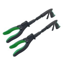 Grabber Tool 19" Aluminum Magnetic Claw with LED Light, Lightweight Foldable Reacher Grabber Pickup Tool, Gripper Grabbers for Elderly Grab Reaching Tool Trash Picker Grabber, Green, by Luxet 2-Pack