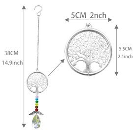 Tree of Life Crystal Garden Hanging Drops Prism Pendant for Window Rainbow Maker Home Decor Sun Catcher Car Hanging Accessories Ornament for Friends and Family