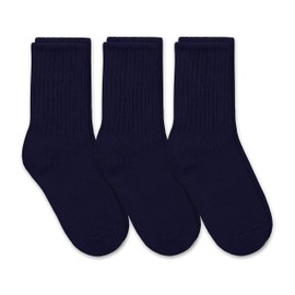 Jefferies Socks Boys' School Uniform Ribbed Crew Dress Socks 3 Pack, Navy, Medium