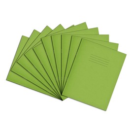 Rhino A5+ Exercise Books, 48 Page / 8mm Lined with Margin Paper Notebook, 10 Pack, 9 x 7 Writing Book, Office & School Stationery Supplies, Light Green
