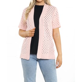 Loxdonz Women's Classic 3/4 Sleeve Shrug Cardigan for Dresses Open Front Bolero Cardigan Sweaters Coat Top X-Large Nude