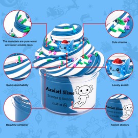 Axolotl Scented Butter Slime, Non Sticky,Stress Relief,Super Soft and Stretchy Clay Sludge Toy,Birthday Gifts,DIY Slime Party Favors for Girls & Boys Goodie Bag Stuffers for Kids (7oz 200ML)