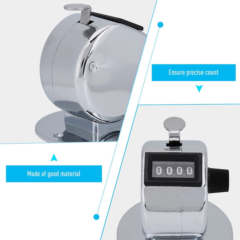 Vikye 4 Digit Click Counter, Mini Metal Number Hand Counter