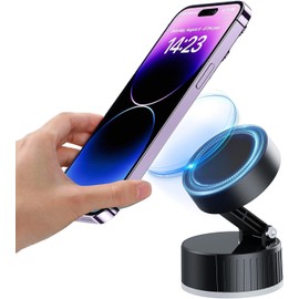 INDOTEAM Vacuum Magnetic Phone Holder with Metal Ring - Adjustable Suction Mount for Phones - Car Phone Holder Multifunctional Cradle for Cars, Kitchen, Gym, Desk – Car Phones Mount