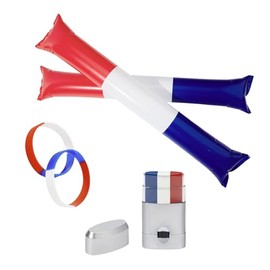 Century Star Large France Fan Pack for Euro 2024 | 7 Pieces | Wig Hood French Flag Inflatable Stick Decorative Sunglasses, Set of 3
