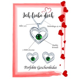 MŚ 1997 MENNICA ŚWIDNICKA Heart Hearts 6 Colours Jewellery Set 925 Silver Austrian Zirconia - Jewellery for Women and Girls - Earrings and Necklace Ideal Gifts, Silver, Crystal