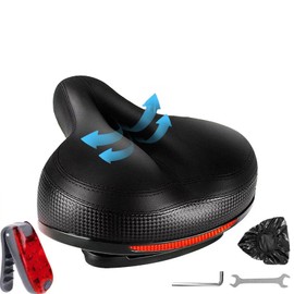 KANCOKIT Oversized Bike Seat, Comfortable Gel & Memory Foam Padded Extra Wide Bicycle Seat Cushion for Men & Women, Replacement Saddle for Peloton, Stationary Exercise Bike, Mountain Bike, Cruiser