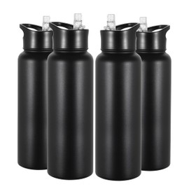 VEGOND 40 oz Insulated Water Bottle Bulk Stainless Steel Metal Water Bottles with Leak Proof Straw Lid & Spout Lid, Wide Mouth Double Walled Vacuum Travel Sports Bottle, 4 Pack