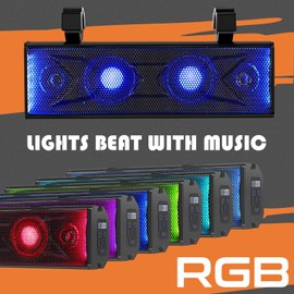 purevox UTV Sound Bar 17 Inch 4-Speaker ATV SoundBar UTV Sound System SXS Speakers Waterproof Bluetooth Connectivity with Multicolor LED Lighting for UTV ATV Golf Cart Marine Boat