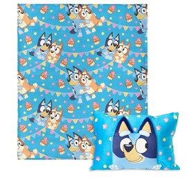 NORTHWEST BBC Bluey, Party Pups, Silk Touch Throw Blanket, 50 x 60 inches with Plush Pocket Pillow, 14 x 20 inches