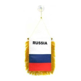 AZ FLAG - Russia Mini Banner - 6'' x 4'' - 100% Polyester Russian Small Pennant for Car - Double-sided Flag with Suction Cup Hanger