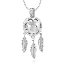 Cremation Urn Necklace for Ashes Moon and Star Dream Catcher Cremation Jewelry Ashes Holder Keepsake Pendant for Human Pet, Stainless Steel, No Gemstone