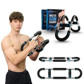 SharkXtreme Twister Arm Trainer, Adjustable Power Twister Bar 40-100lbs Resistance & Chest Exerciser, Full Body Strength Training Equipment for Arms, Chest, Shoulders, Core & Legs, Portable Home Gym