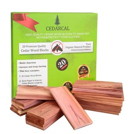 CEDARCAL 20 Piece Set of Premium Cedar Blocks for Clothes Storage - Crafted from 100% Pure Cedar Wood Planks - Ideal for Organizing Your Closet, Wardrobes, Boxes, Drawers, and Bins.