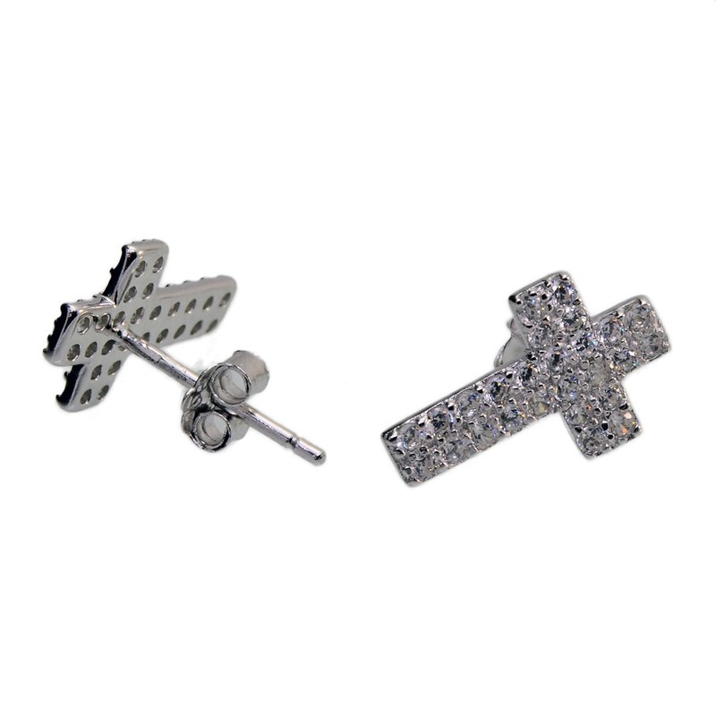 STERLING SILVER 925 AMTHTEW-074 Sterling Silver 925 Earrings Studded Rock