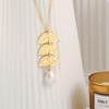 Aobei Pearl Long Chain Necklaces for Women 18K Gold 3-Half-Round