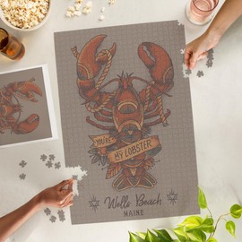 Lantern Press 1000 Piece Jigsaw Puzzle, Wells Beach, Maine, You're My Lobster, Lobster Tattoo