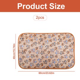 Luckious 2 PCS Pet Blanket Puppy Blanket Soft Warm Blanket, Paw Print Cat & Dog Fleece Blanket Pet Products Suitable for Small Medium Cats & Dogs (Brown White 60 X 40 Cm)