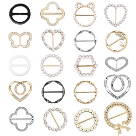 20 Pcs Scarf Ring and Slides for Scarves, Scarf Rings Clip Pin T Shirt Ties Clips for Women, Metal Gold Silver Round Circle Waist Clip Scarf Buckle Tshirt Clip Tightener for Loose Clothes Accessories