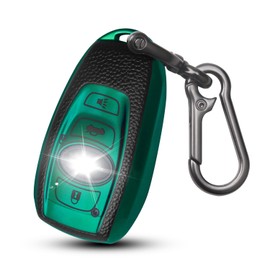 QBUC for Subaru Key Fob Cover Case with Keychain,Car Key Holder fit for Subaru Crosstrek Forester Outback Ascent Impreza Legacy BRZ WRX Sti 4 Buttons Smart Key(Green)