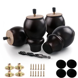 Xlroaafs Wood Furniture Legs Couch Legs 5 Inch,Brown Wooden Legs for Furniture Set of 4, Replacement Cabinet Legs Dresser Legs Bed Frame Feet