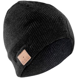 Callstel Mütze Mit Lautsprecher: Beanie-Mütze, integriertes Headset mit Bluetooth, FM-Radio, schwarz (Kopfhörer Mütze, Bluetooth Haube, Wintersport)