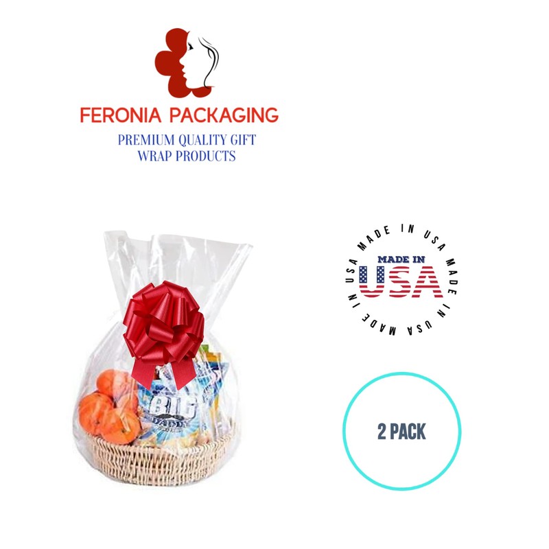 Feronia Packaging Gift Wrap Round Bottom Cellophane Bags 2 Pack