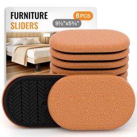 Felt Furniture Sliders for Hardwood Floors Large 8 PCS 9-1/2"x 5-3/4" Oval Reusable Furniture Slider with Extra Thick Design - Heavy-Duty Furniture Movers - Felt Sliders Effortless Moving