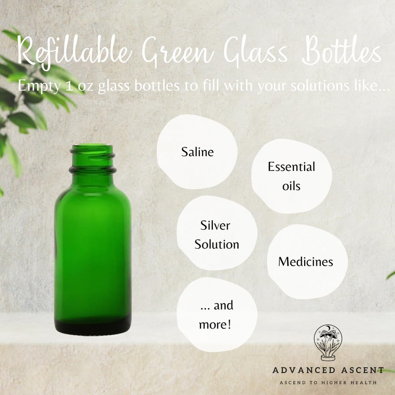 ADVANCED ASCENT Green Glass 1 oz with Nasal Sprayer -
