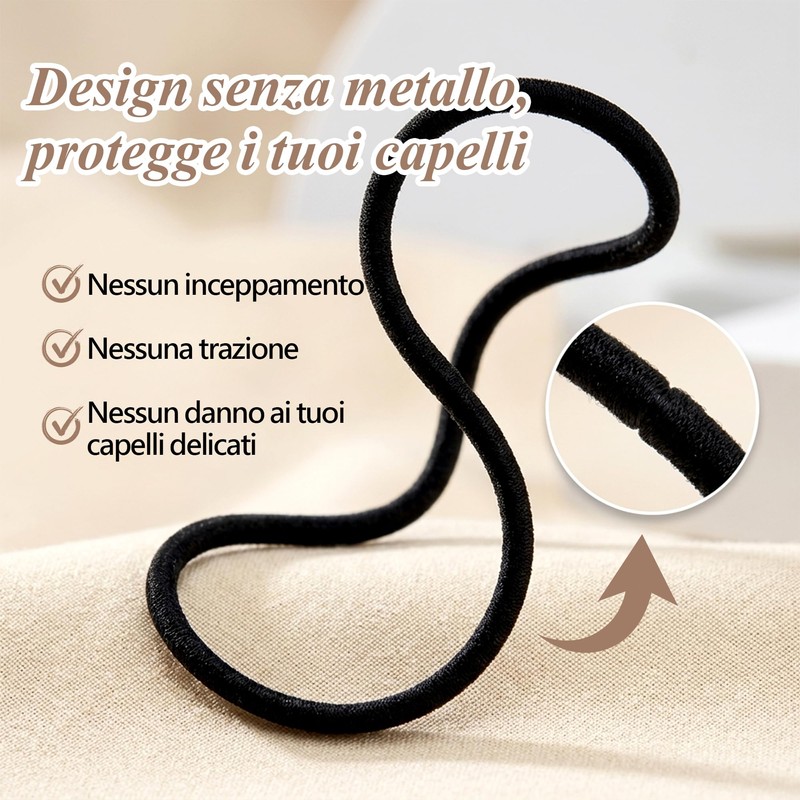 200 Pezzi Elastici per Capelli, 2mm Legami Coda di Cavallo