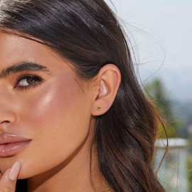 3mm Cut Solitaire Screw Back Birthstone Stud Earrings, Surgical Steel Hypoallergenic Cartilage Earrings Round Cubic Zirconia Stud Earrings (11.Nov-Topaz, Gold)