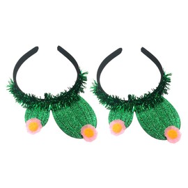 FRCOLOR Pack of 2 Headband Hair Accessories Green Festival Hair Band Head Bopper Cactus Flower Artificial Hair Accessories for Women Hair Bands Easter Headwear Small Fabric Flower Girls Miss Clothing