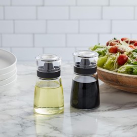 Arlent Juego de 2 dispensadores pequeños de aceite y vinagre para cocina, botellas de vidrio sin goteo para aderezo de ensalada, balsámico, salsa de soja (5.5 onzas)