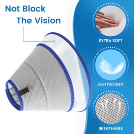 Soft Dog Cone for Dogs After Surgery, Breathable Dog Cones for Large Medium Small Dogs and Cats, Adjustable Dog Recovery Collar for Pets, Lightweight E-Collars for Dogs, Elizabethan Collar(Size 8)