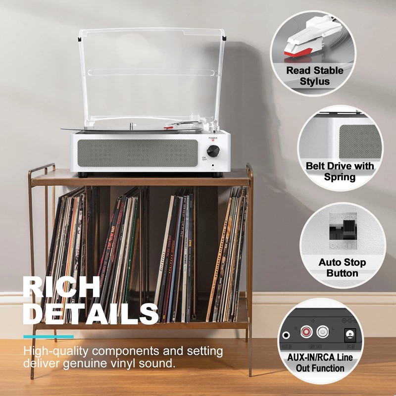 WOCKODER Vinyl Record Player with Speakers Turntable Belt-Driven Turn Table