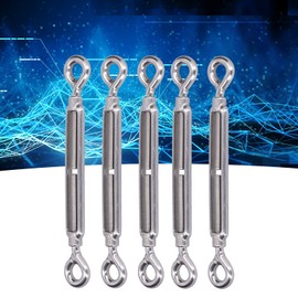 5pcs Turnbuckle,304 Stainless Steel Turnbuckle,Wire Buckle Tensioner,Eye Turnbuckle,Wire Rope Tension,Steel Shade Sail Hardware for Garden Wire (M6)