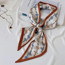 AruiLeo 4 Pcs Bag Handbag Handle Ribbon Hair Head Band Neck Scarf For Hair Fashion Skinny Scarves For Women Gift (Coffee)