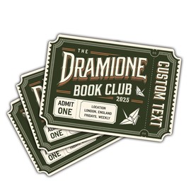 3 Pcs Dramione Book Club Stickers, Admit One Ticket Bookisk Lover, Fanfic Book Club Stickers Die-Cut Vinyl Sticker 3 Inches for Water Bottles Laptop Phone Car Ski Helmet