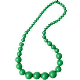 Heritage Hues Chunky Wooden Bead Unisex Necklace 80cm – Statement design - Green