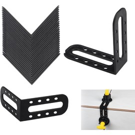 WADY 25pieces Heavy Duty Tile Leveling System 25X Reusable L Bracket Corner Brace Sets with Tile Leveler Spacers,Perfect for Bathroom, Bedroom, Hotel Floor Installation (Black)