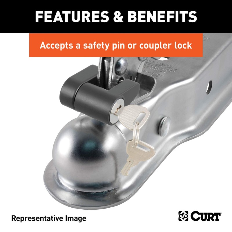 CURT 25101 A-Frame Trailer Coupler, 2-Inch Hitch Ball, 5,000 lbs