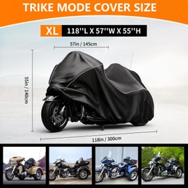 Trike Cover Waterproof Outdoor 3 Wheel Motorcycle Cover