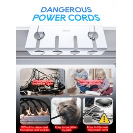 NODOCA No Drill Under Desk Cable Management Tray, 17'' Wire Management, Punch-Free Clamp on, Newest Metal Cable Tray, Wire Organizer Under Desk, Under Desk Basket for Office and Home, White(2 Packs)