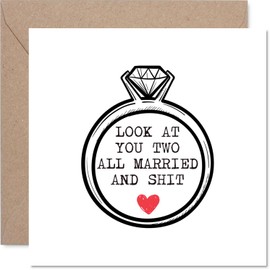 Funny Wedding Card for Couples - Look At You Two Married - Congratulations Gifts, Congrats Well Done Card for Colleague Friends Neighbour Family, 145mm Joke Marriage Greeting Cards